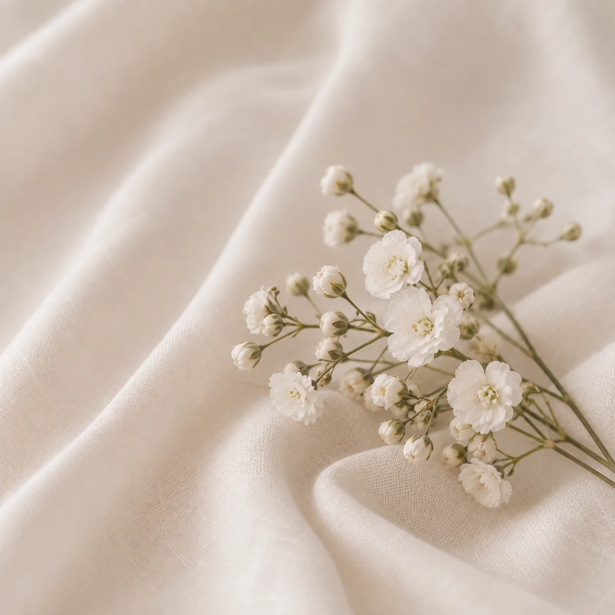 Pequenas flores brancas em composição leve